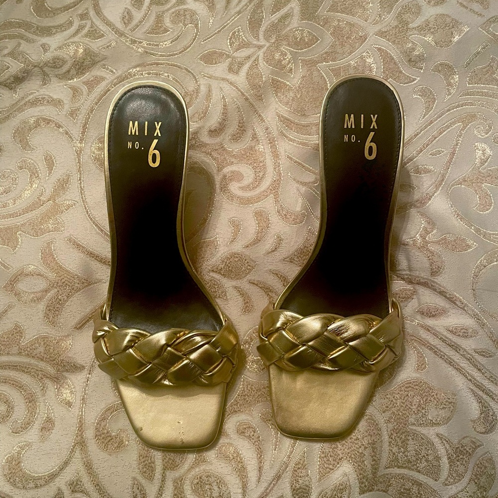 Brand new gold sandal heels
